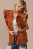 Diamond Quilted Ruffle Sleeve Vest