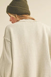 Ribbed Hem Exposed Seam Round Neck Sweater