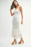 Sleeveless Shoulder Tie Rose Knit Midi Dress