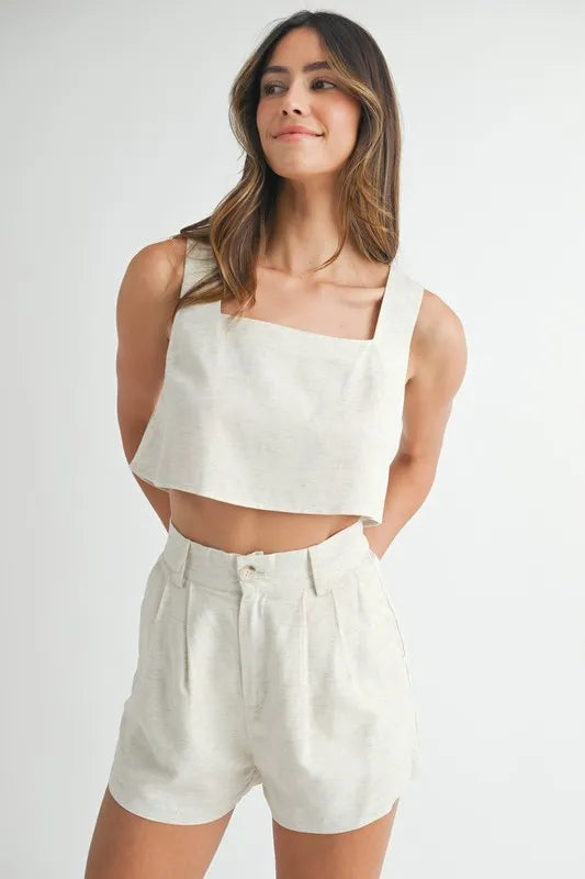 Sleeveless Crop Top and Shorts Set