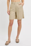 High Rise Pleated Front Shorts