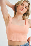 Corset Design Detail Crop Knit Top