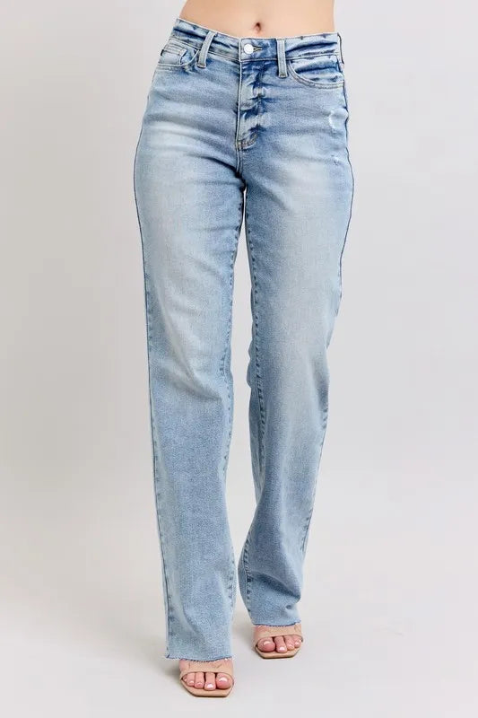 Full Size Midi Rise Light Wash Dad Jeans Plus Size