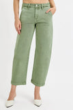 Full Size Waist-Slimming High Waist Crop Barrel Jeans