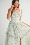 Floral Printed Shoulder Strap Midi Dress