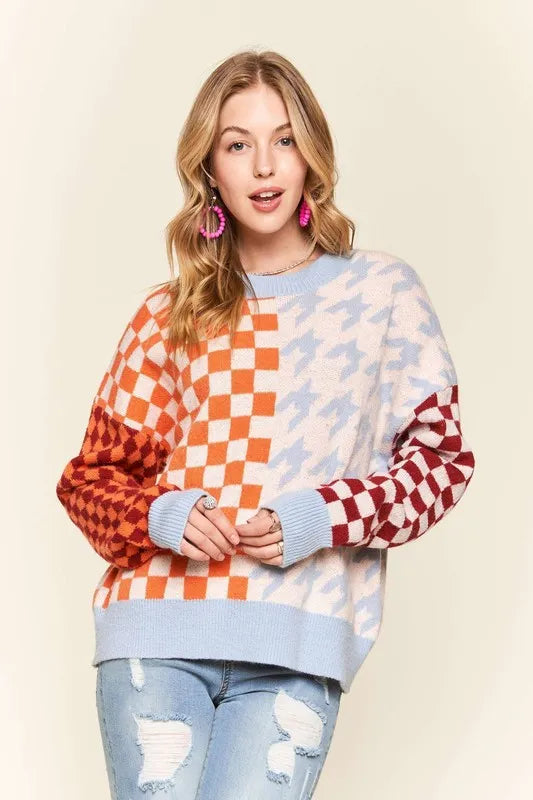 Checker and Houndstooth Sweater