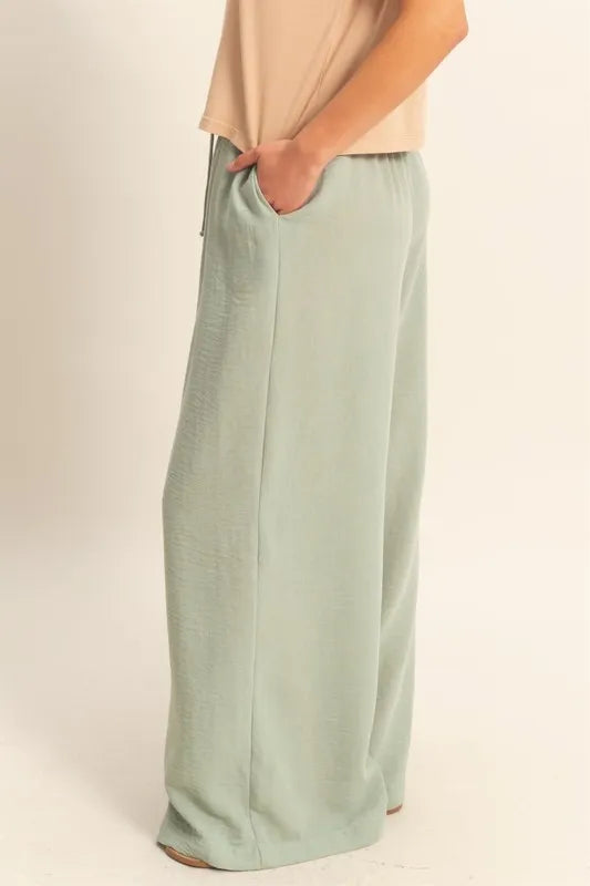 Elasticized Waist Wide Leg Pants