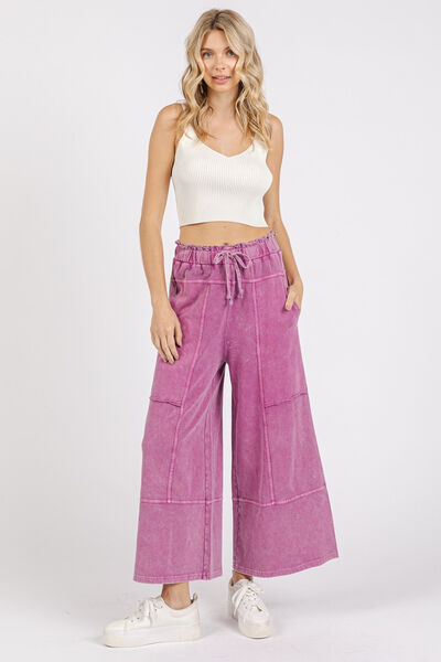 Mittoshop Mineral Wash Seam French Terry Wide Leg Pants