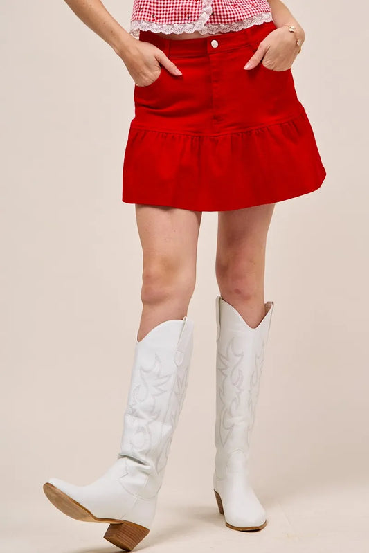Flirty Ruffle Cheer Mini Skirt