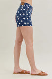 Full Size High Waist Americana Flag Fray Hem Shorts Plus Size