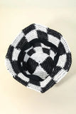 Checkered Design Knit Bucket Hat