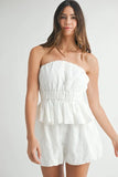 Floral Eyelet Lace Tube Top and Short Set