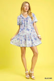 Whimsical Puff Sleeve Ruffled Floral Mini Dress