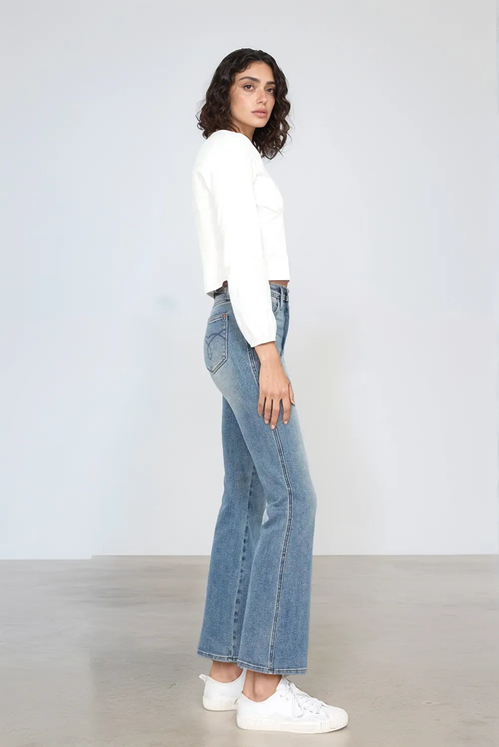 Full Size Tummy Control Back Embroidered Pocketed Bootcut Jeans Plus Size