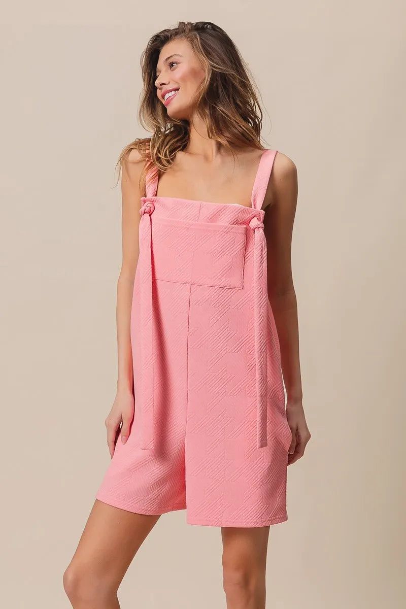 Texured Jacquard Romper with Side Pockets