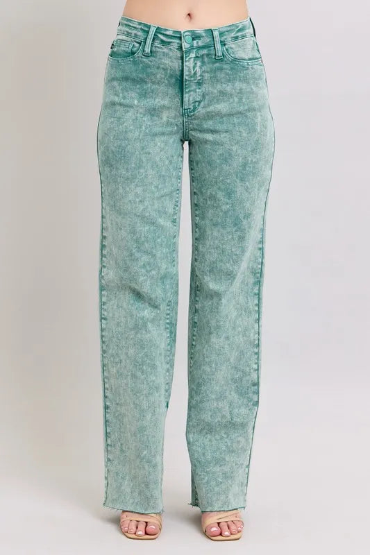 Full Size High Waist Garment Dyed Raw Hem Dad Jean Plus Size