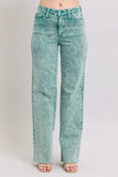 Full Size High Waist Garment Dyed Raw Hem Dad Jean Plus Size