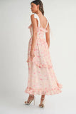 Floral Printed Shoulder Strap Midi Dress