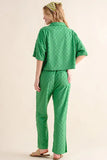 Brushed Texture Checker Board Pattern Casual Pants