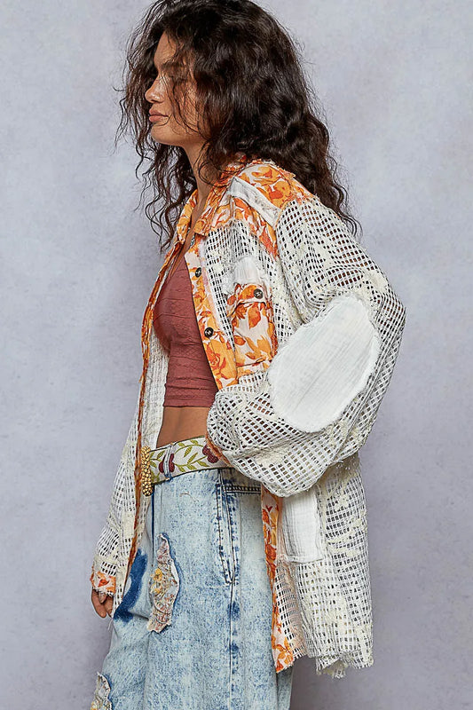 Paisley Crochet Layered Blouse Shirt