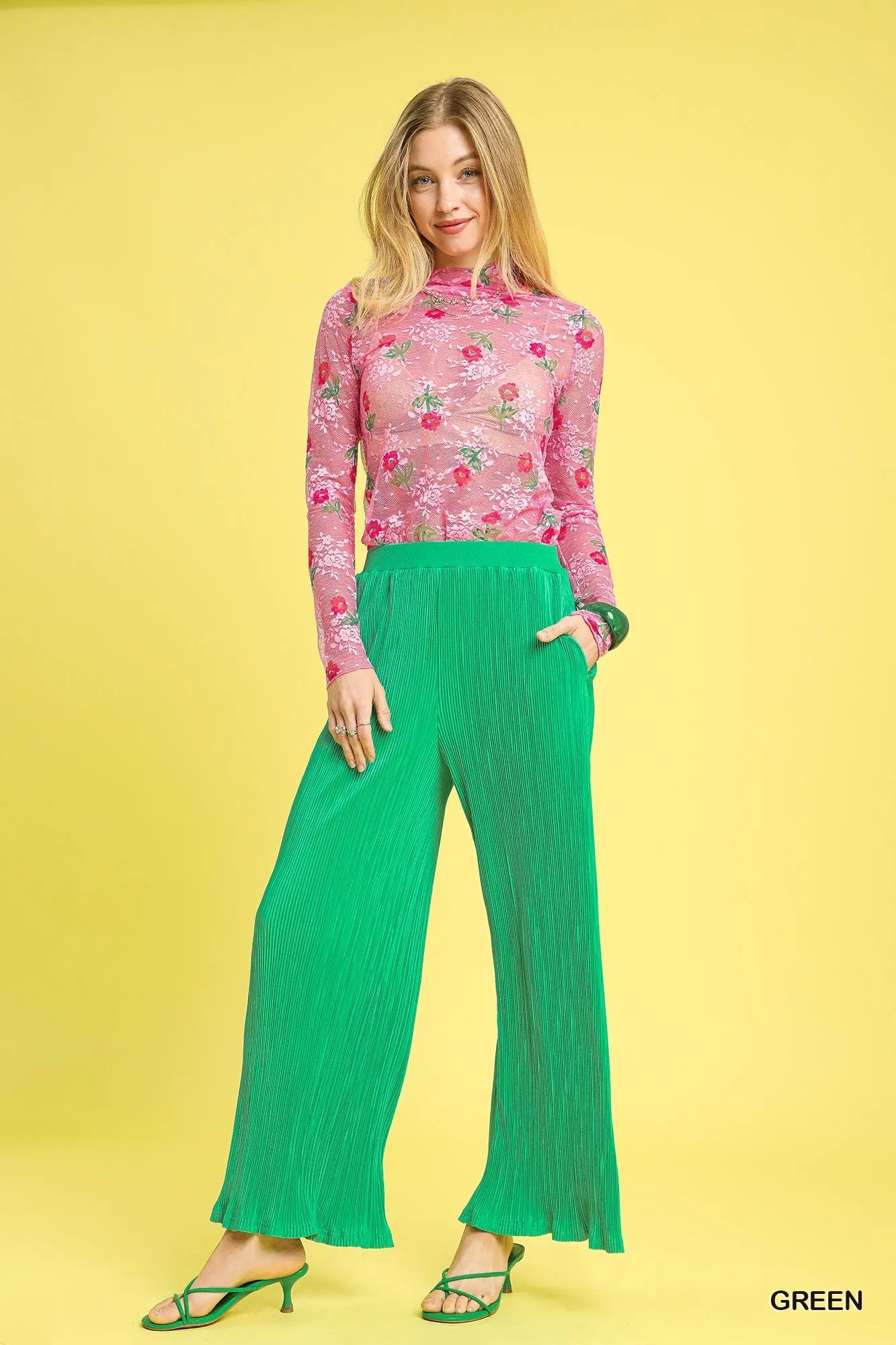 Flowing High-Waist Textured Pants