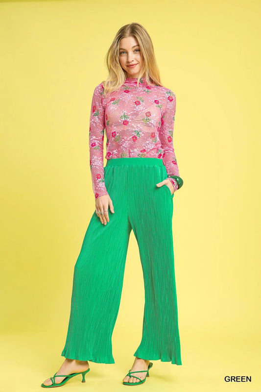 Flowing High-Waist Textured Pants