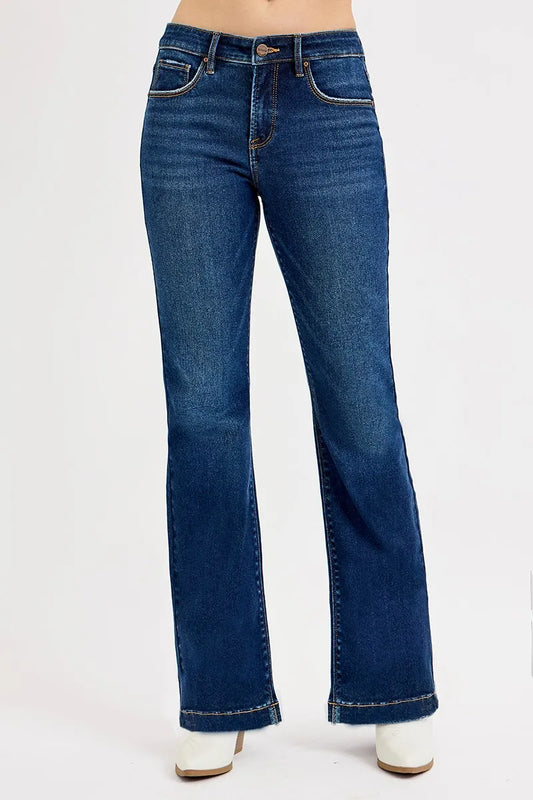 Full Size Mid Rise Tummy Control Flare Jeans
