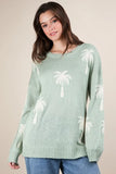 Palm Tree Graphic Oversized Knit Sweater