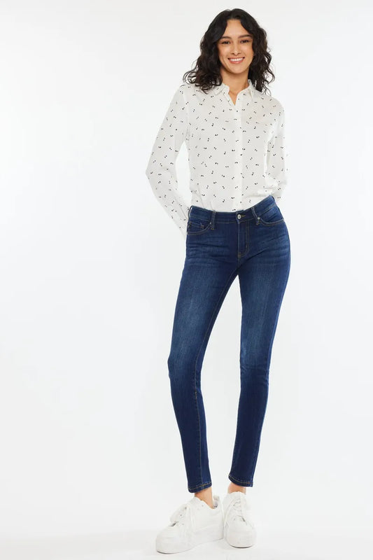 Mid Rise Streamlined Denim Pants