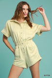 Charmeuse Button-Front Romper