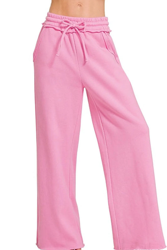 Fleece Exposed Seam Wide Leg Sweatpants
