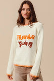 Thanksgiving Tinsel Lettering Sweater Top
