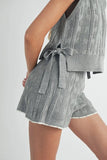 Side Tie Detail Knit Vest and Shorts Set
