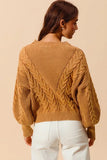 Mineral Washed Loose Fit Textured Cable Sweater