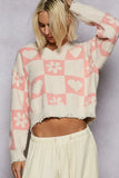 Chic V-Neck Fleece Checkered Pullover Sweater