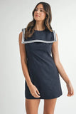 Contrast Piping Square Sailor Collar Mini Dress