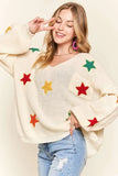 Multi Color Star Sweater Top