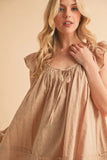 Ruffled Cap Sleeve Cotton Tunic Mini Dress