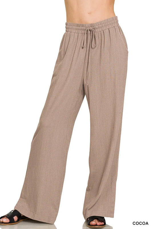 Breathable Drawstring Wide-Leg Pants