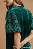 Embellished Velvet Sleeve Top