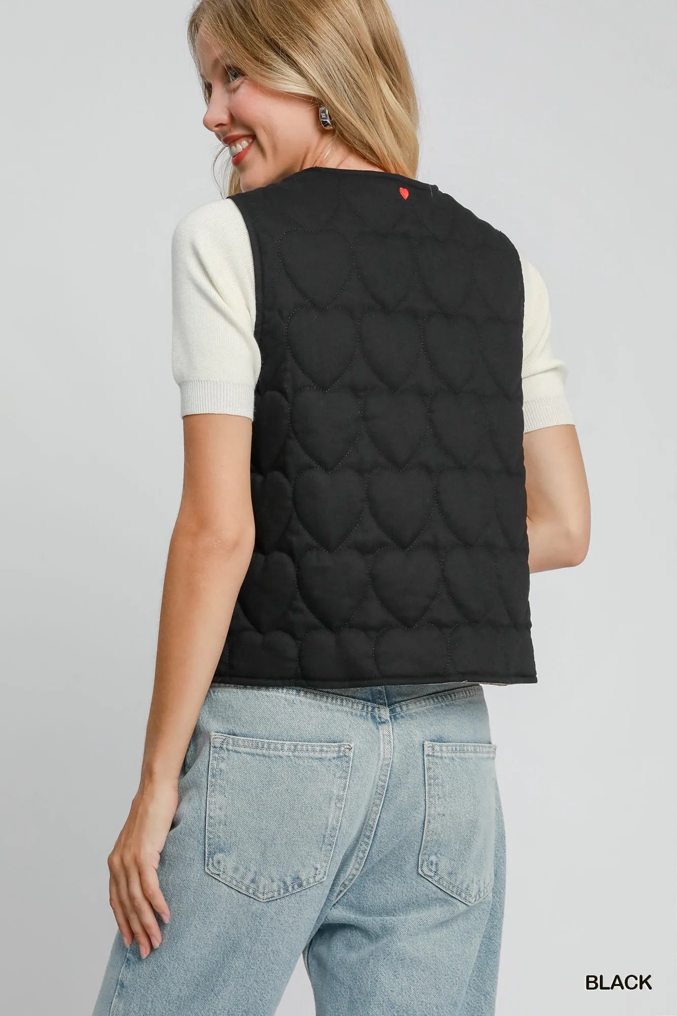 Quilted Heart Vest with Tie Detail
