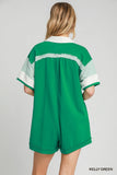 Colorblock French Terry Collared Romper