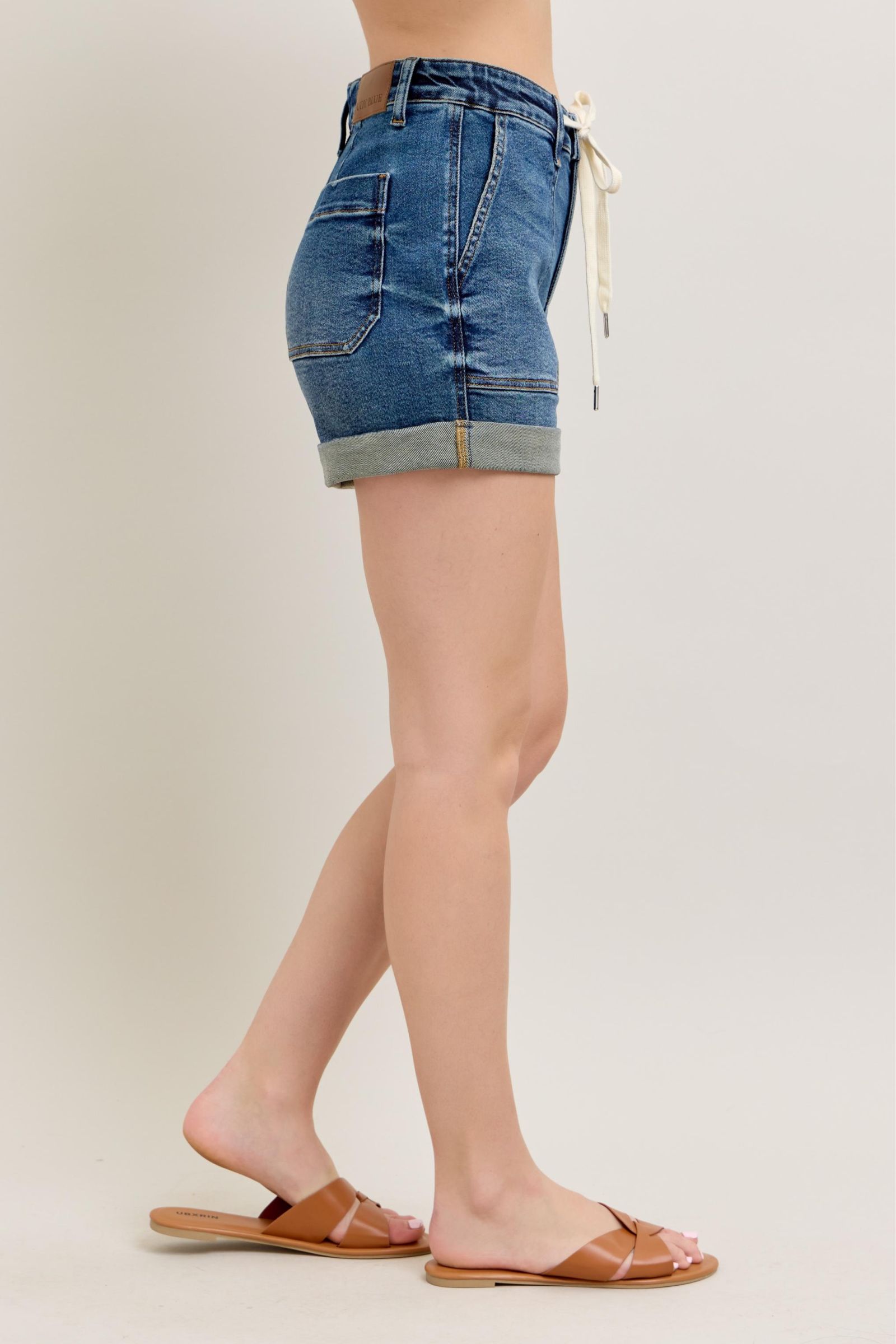 Full Size High Rise Cuff Denim Shorts Plus Size