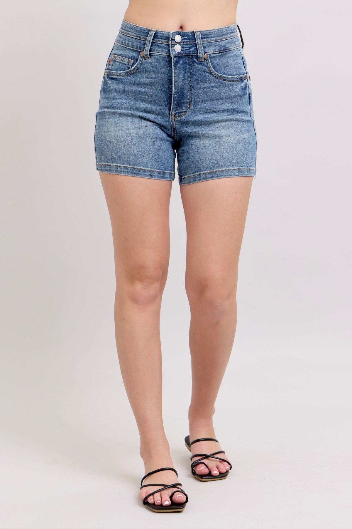 Full Size High Rise Tummy Control Denim Shorts Plus Size