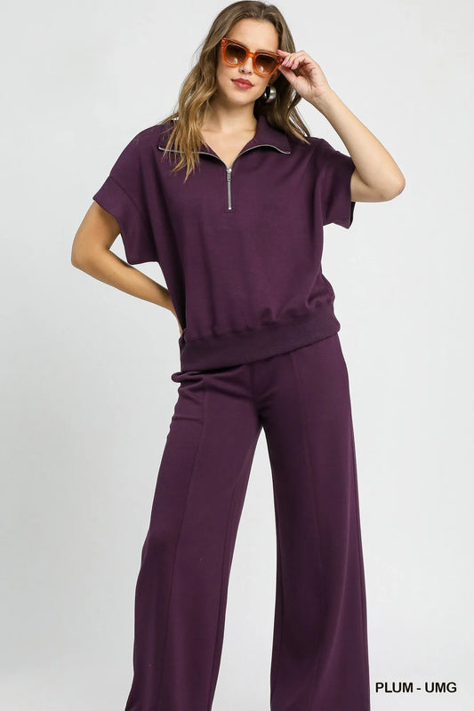 Full Size Short Sleeve Half-Zip Shirt