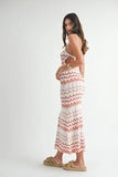 Lightweight Pointelle Chevron Knit Maxi Dress