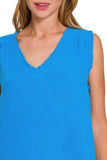 Double Gauze Raw Edge V-Neck Tank