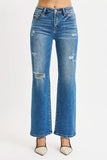 Full Size High-Waist Ankle-Length Distressed Straight Jeans