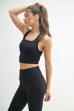 Neck Soft Ribbed Racerback Active Bra