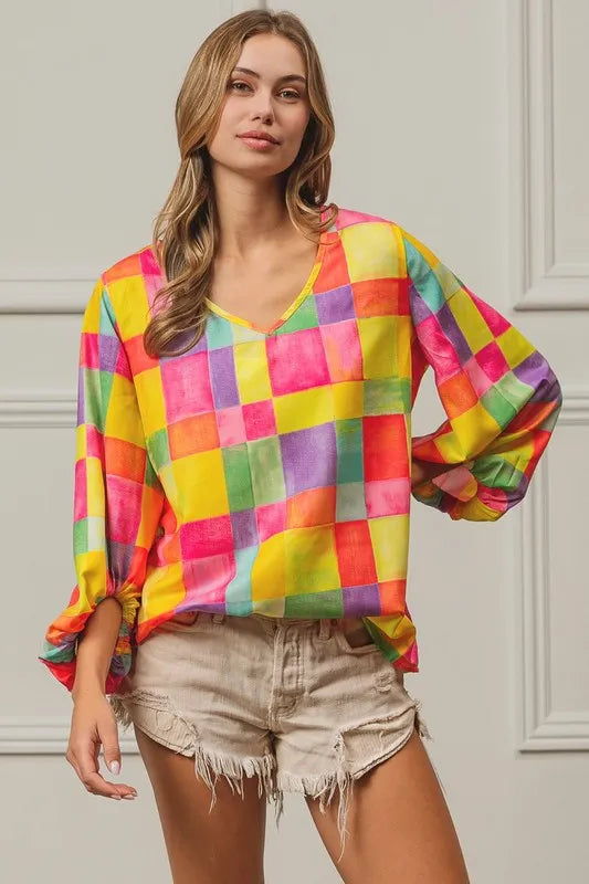 Multi Block Bubble Pop Ballon Top